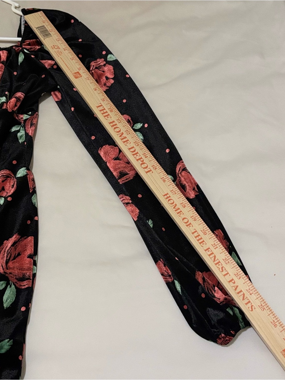 Forever 21 velvet Black Top with Red Floral Accent - Picture 6 of 8